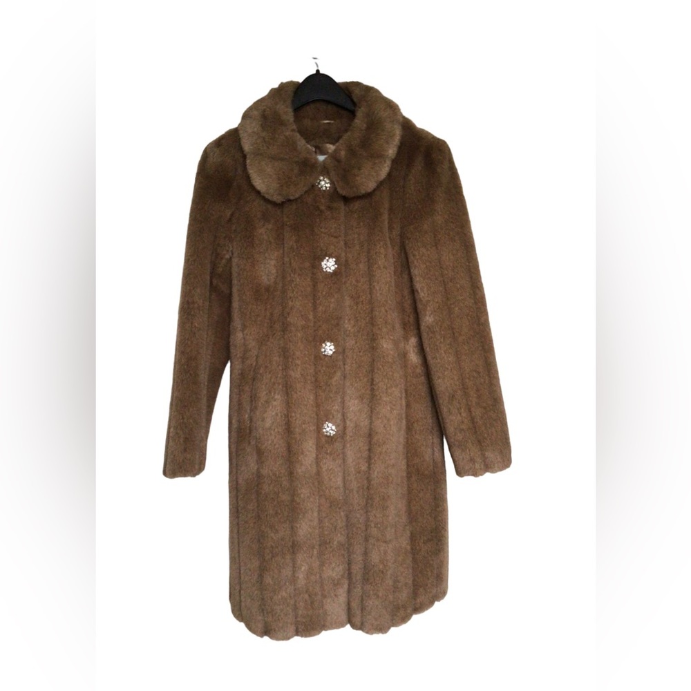 Tracy Reese New York Faux Fur Coat 4 Button